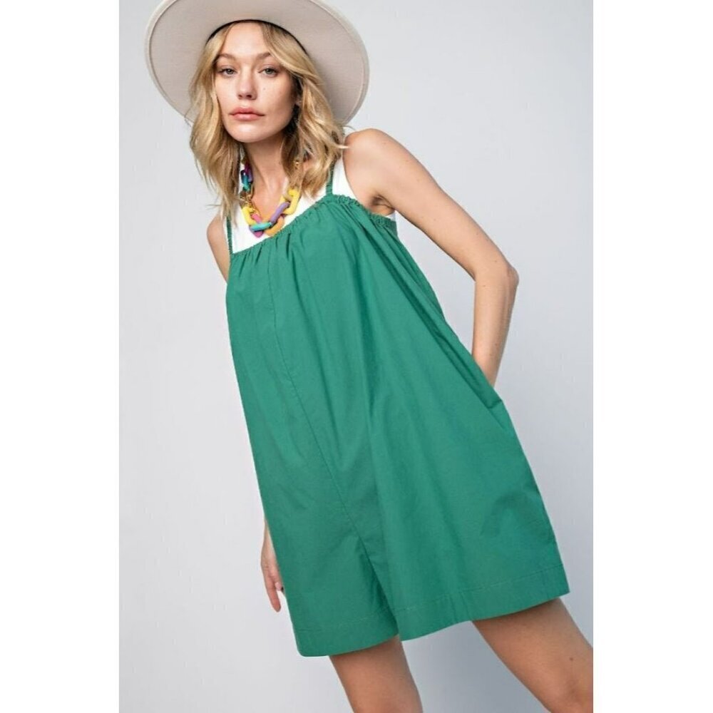 Poppy Love Wide Leg Romper in Pacific Green - Picture 5 of 10